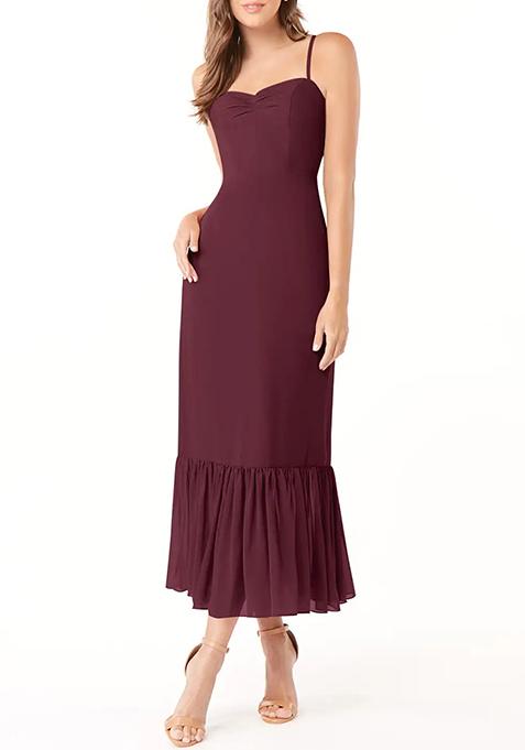 Purple Flowy Sweetheart Neck Chiffon Gown