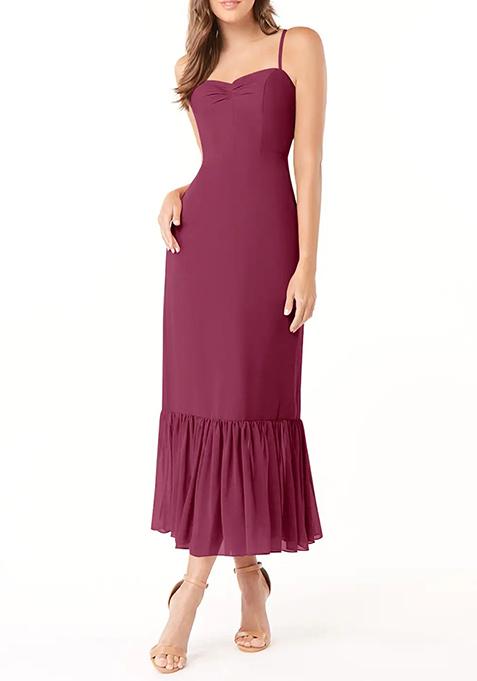 Purple Flowy Sweetheart Neck Chiffon Gown