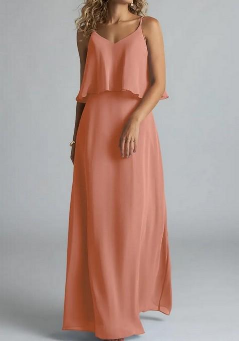 Light Brown A-Line Chiffon Gown