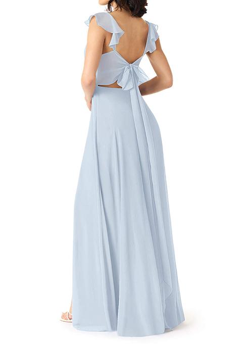 Sky Blue A-Line V-neck Ruched Chiffon Gown