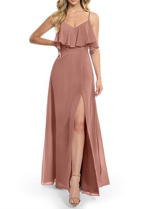 Cedar Rose Flowy A-line Chiffon Gown