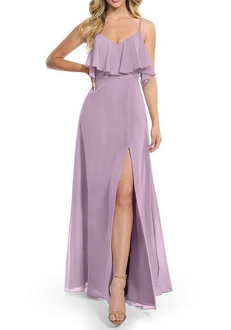 Lavender Flowy A-line Chiffon Gown