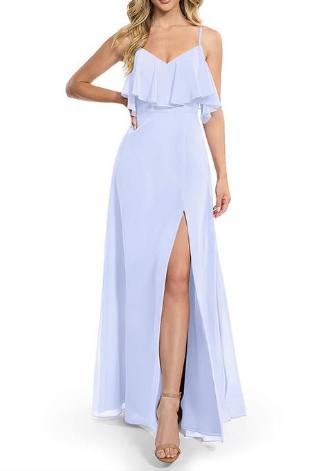 Lavender Flowy A-line Chiffon Gown