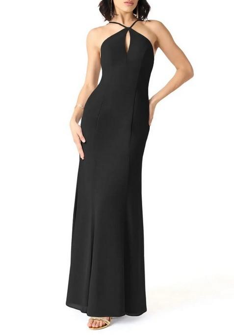 Black Mermaid Halter Chiffon Gown