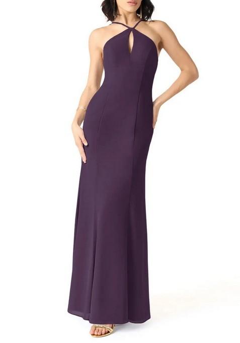 Purple Mermaid Halter Chiffon Gown