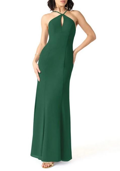 Dark Green Mermaid Halter Chiffon Gown