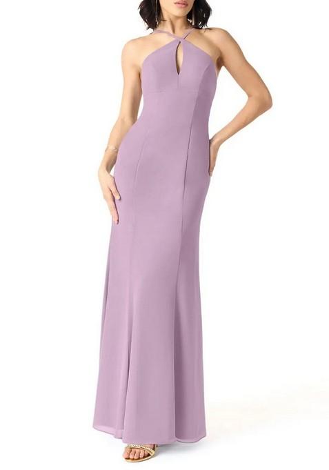 Lavender Mermaid Halter Chiffon Gown