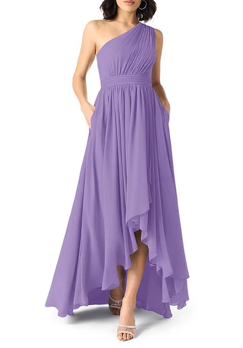 Lavender A-Line One Shoulder Chiffon Gown