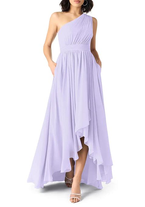 Lilac A-Line One Shoulder Chiffon Gown