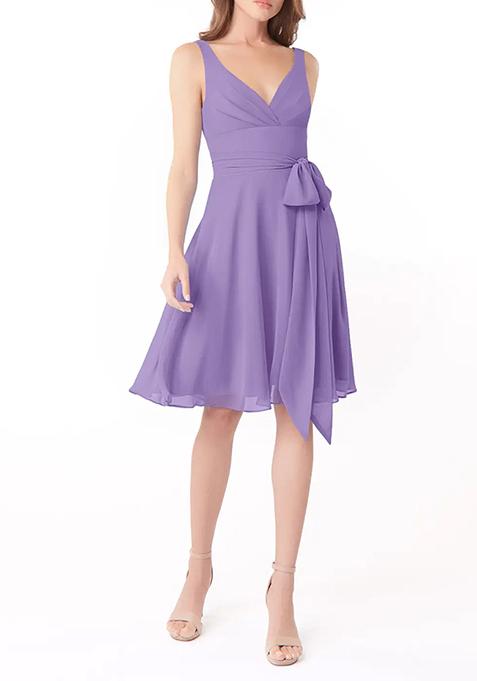 Lavender A-Line Pleated Chiffon Dress