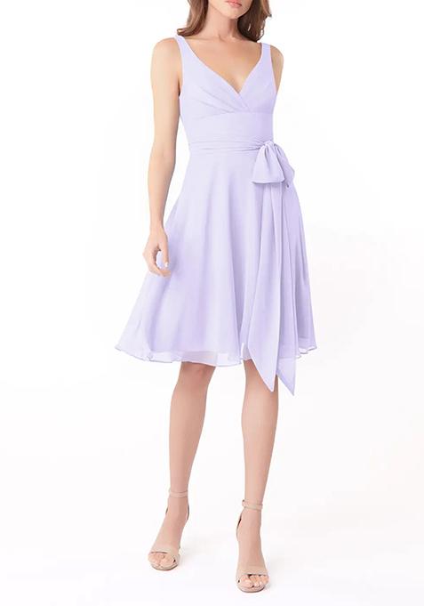 Lilac A-Line Pleated Chiffon Dress