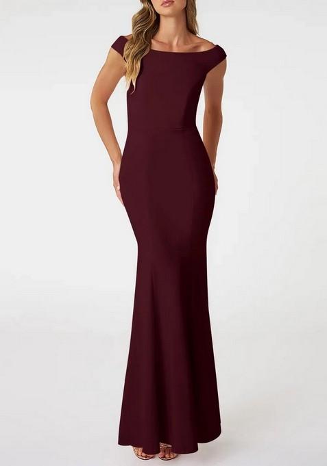 Purple Mermaid Square Neck Lycra Gown