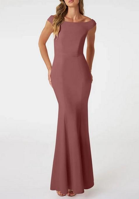 Desert Rose Mermaid Square Neck Lycra Gown