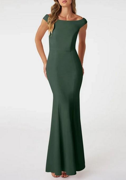 Ocean Green Mermaid Square Neck Lycra Gown