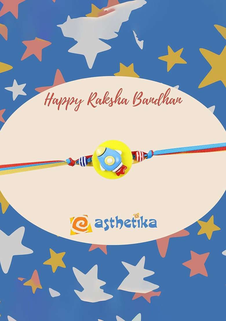 Yellow Rocket Kids Thread Rakhi With Roli Chawal - Indya