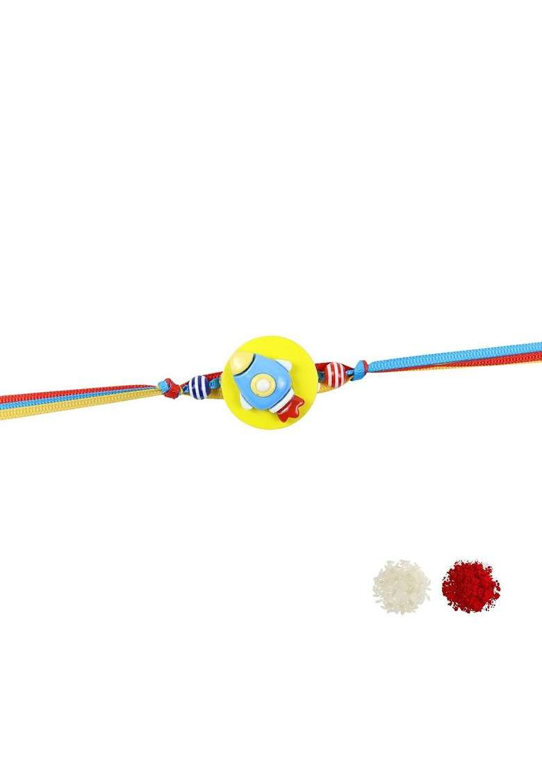Yellow Rocket Kids Thread Rakhi With Roli Chawal - Indya