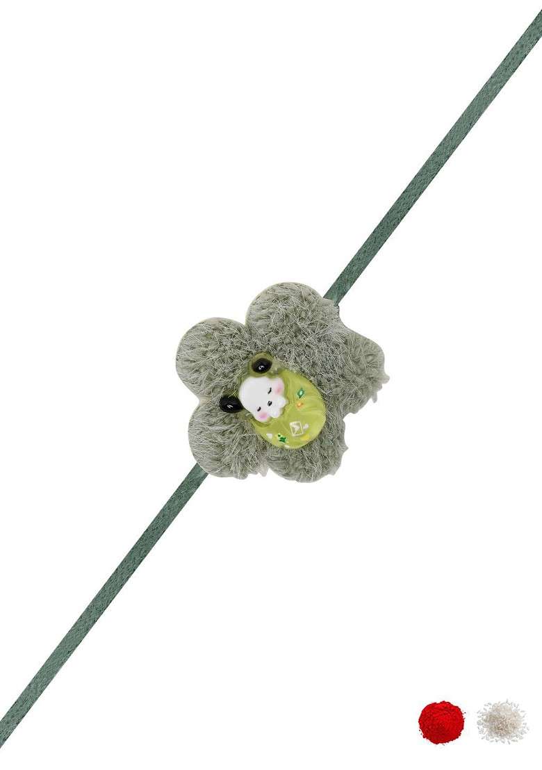 Green Cartoon Kids Thread Rakhi - Indya