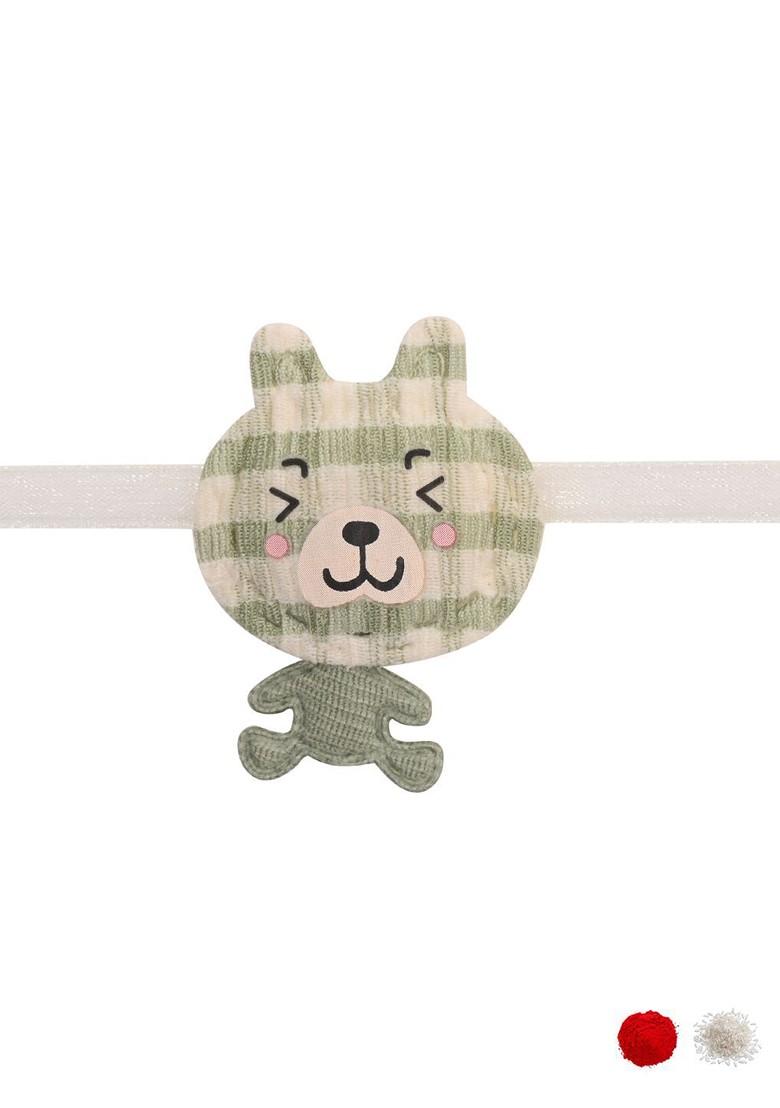 Sea Green Cartoon Kids Thread Rakhi With Roli Chawal