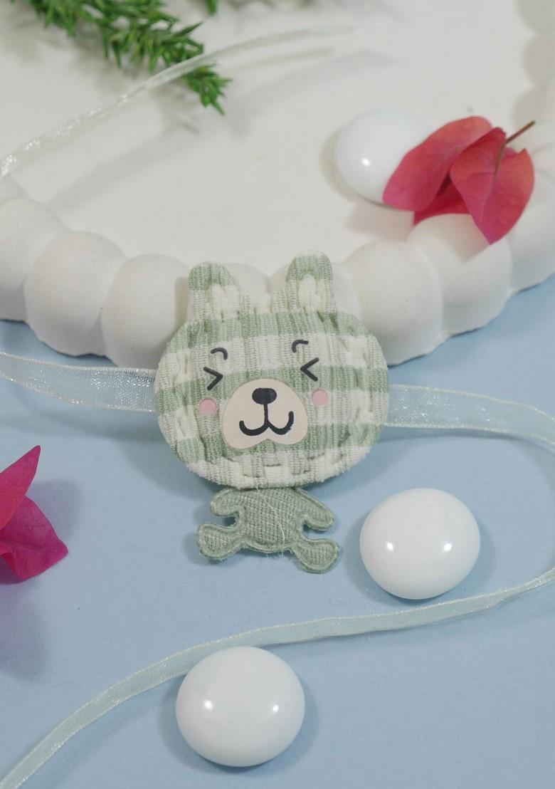 Sea Green Cartoon Kids Thread Rakhi With Roli Chawal