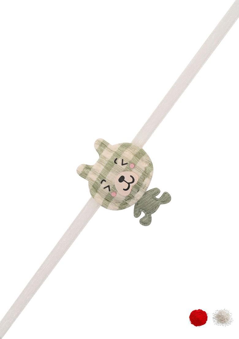 Sea Green Cartoon Kids Thread Rakhi With Roli Chawal