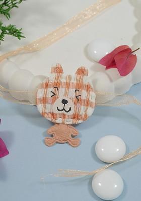 Peach Cartoon Kids Thread Rakhi With Roli Chawal