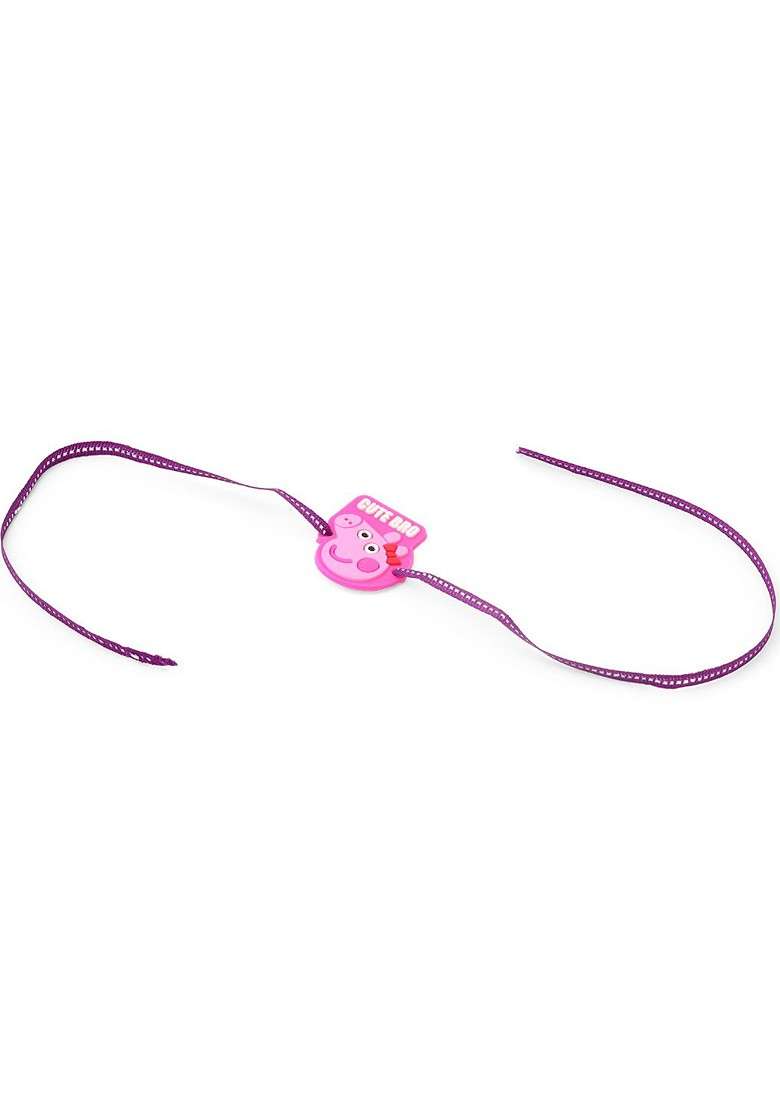 Stylish Pink Cartoon Character Kids Rakhi With Roli Chawal Chandan And Mishri - Indya