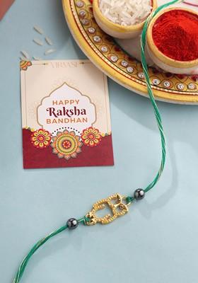 Gold Kids Beaded Thread Rakhi