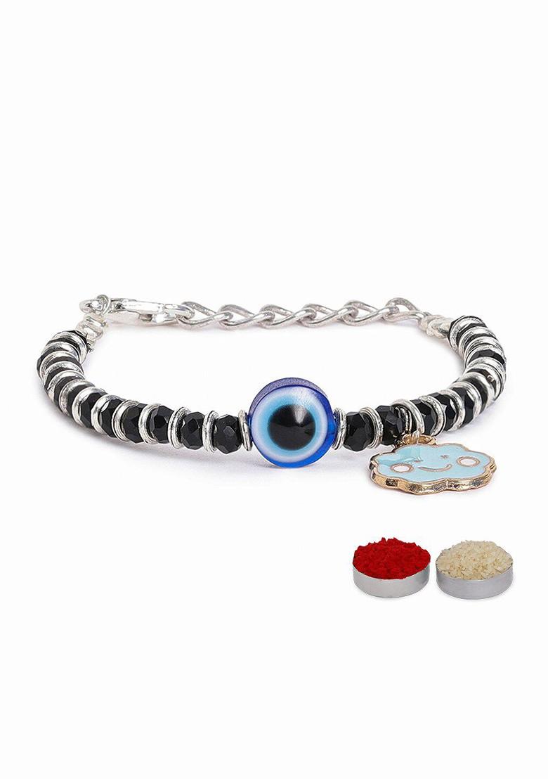 Kids Beaded Rakhi With Roli Rice And Greeting Card