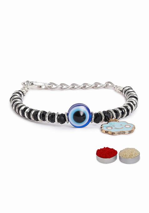 Kids Beaded Rakhi With Roli Rice And Greeting Card