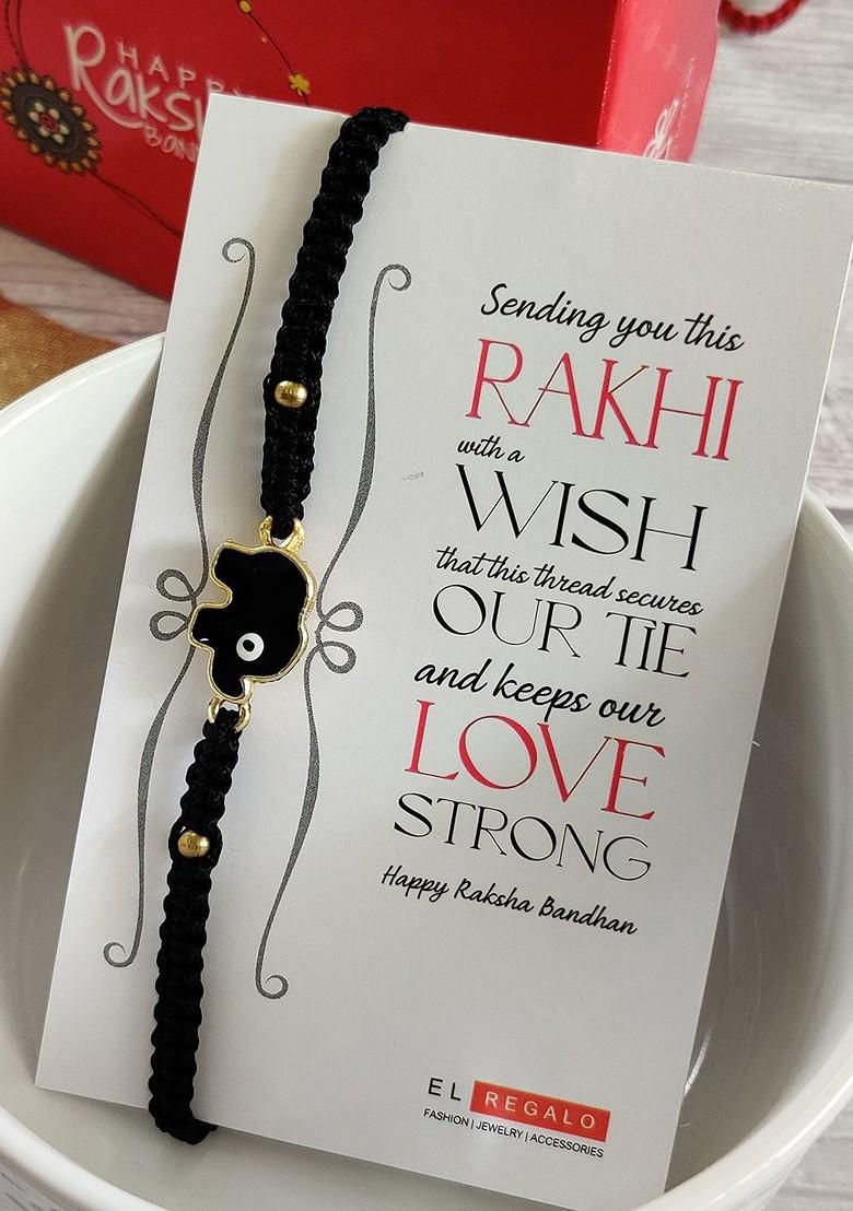 Unisexkids Black Rakhi And Roli Chawal Set