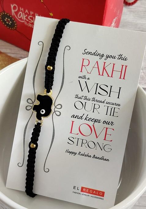 Unisexkids Black Rakhi And Roli Chawal Set