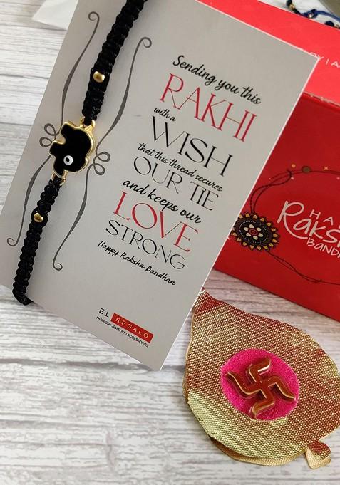 Unisexkids Black Rakhi And Roli Chawal Set