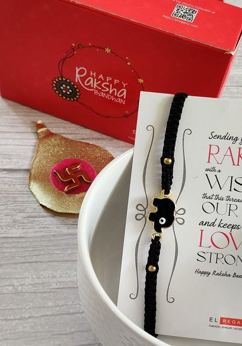 Unisexkids Black Rakhi And Roli Chawal Set