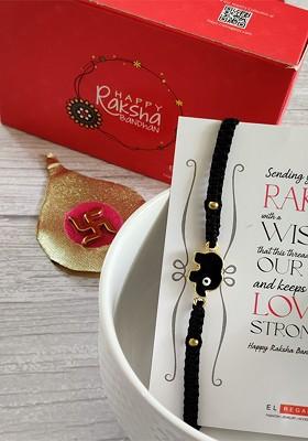 Kids Black Rakhi And Greeting Card Set