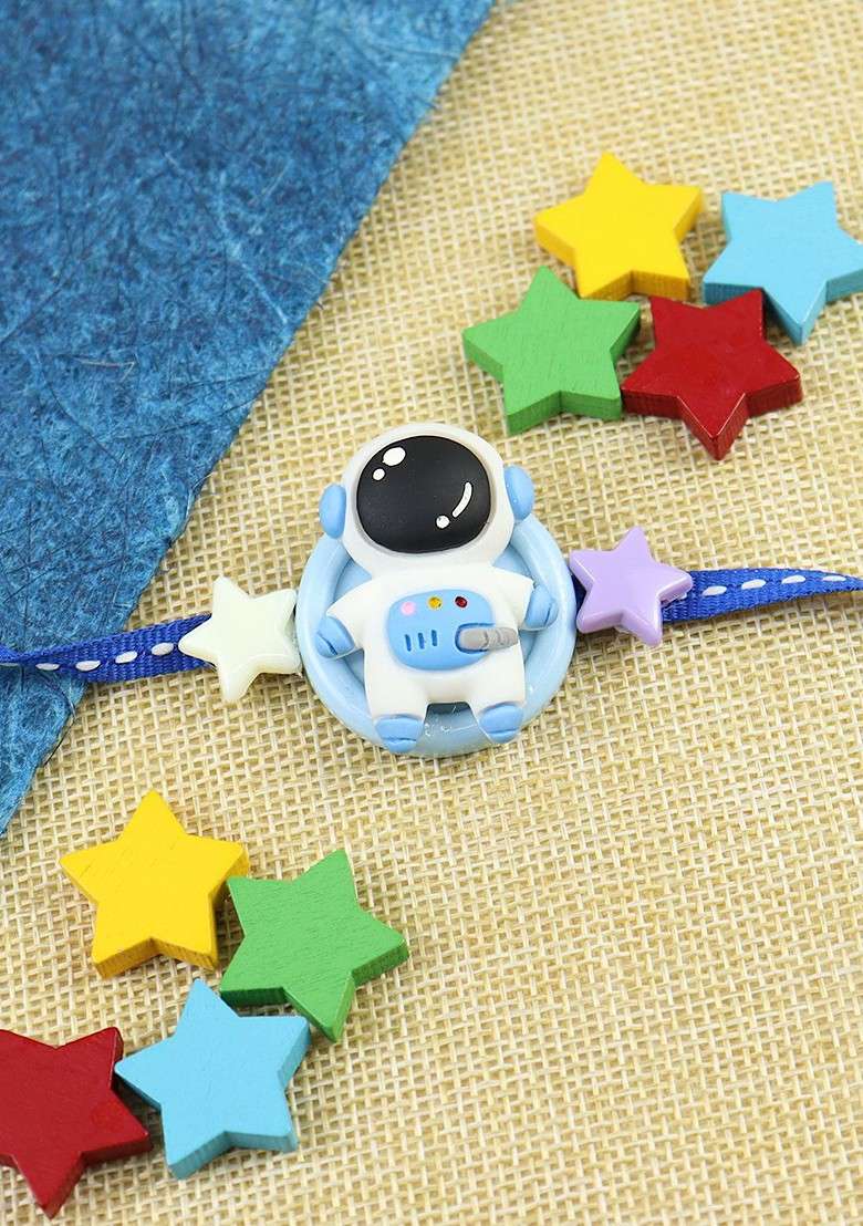 Astronaut Space Kids Thread Bracelet Rakhi With Roli Chawal - Indya