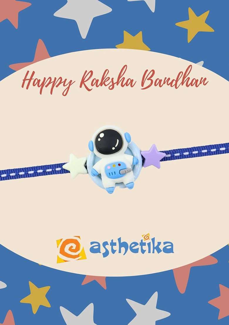 Astronaut Space Kids Thread Bracelet Rakhi With Roli Chawal - Indya