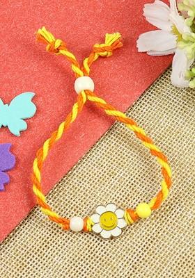 Smiley Kids Wraparound Bracelet Rakhi With Roli Chawal