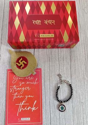 Baby Blue Black Evil Eye Wrap Around Rakhi Greeting Card Roli Chawal