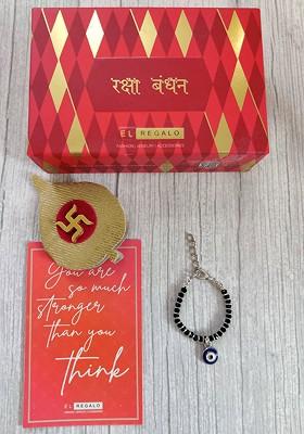 Baby White Black Evil Eye Rakhi With Roli Chawal Combo Sets