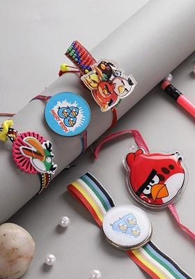 Kids Unisex Set Of 5 Angry Bird Theme Rakhi