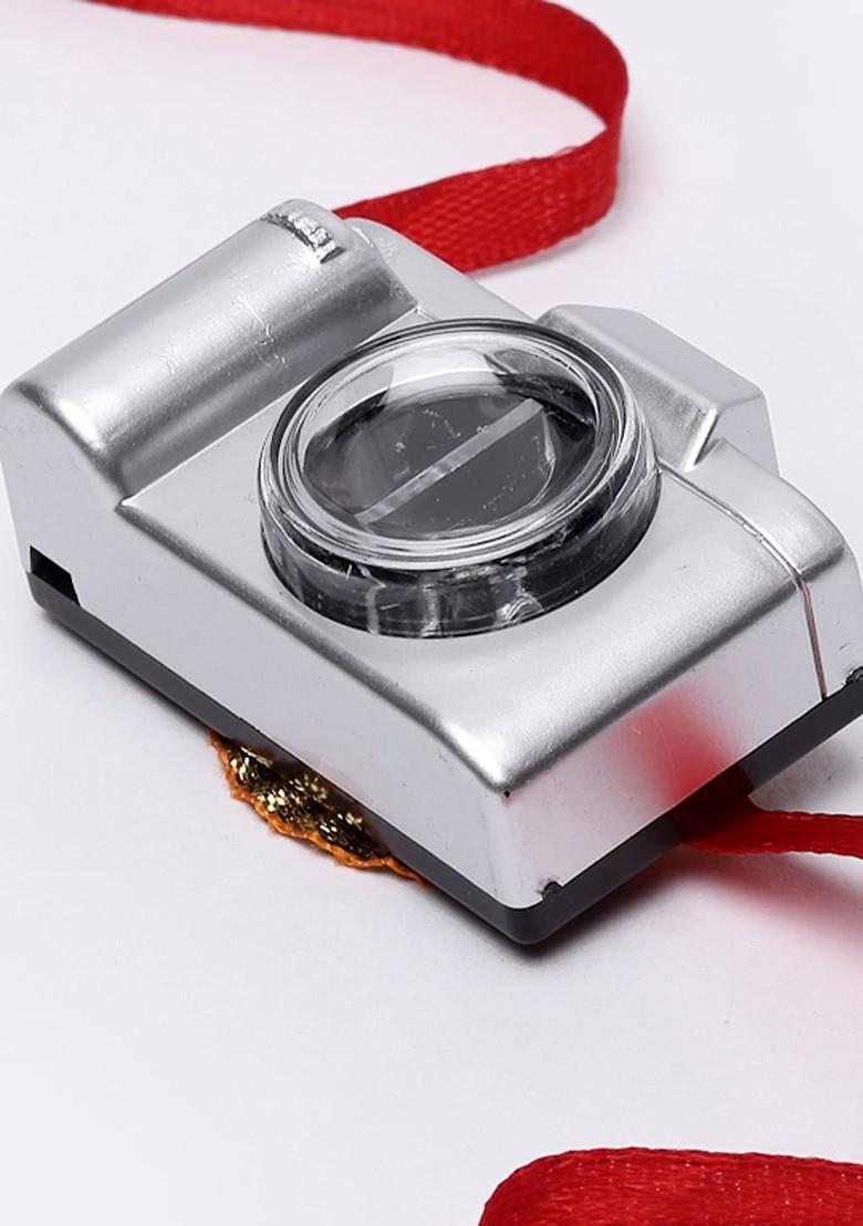 Boys Grey And Red Solid Camerashaped Rakhi With Roli Chawal - Indya