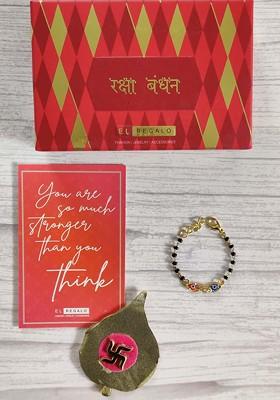 Baby Red Nazaria Rakhi Combo With Greeting Card And Roli Chawal Shagun