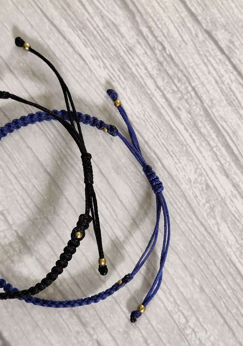 Kids Set Of 2 Black And Blue Rakhi Combo With Card And Roli Chawal - Indya