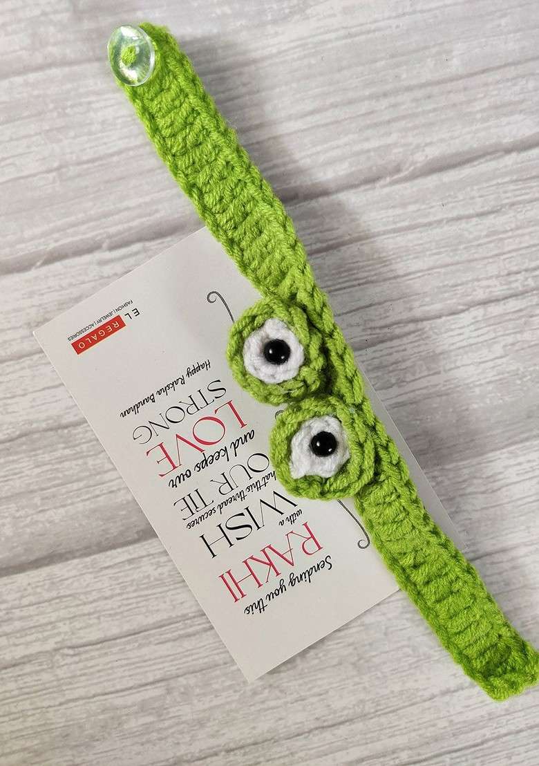 Kids Baby Set Of 2 Pink Green Rakhi With Roli Chawal Card - Indya