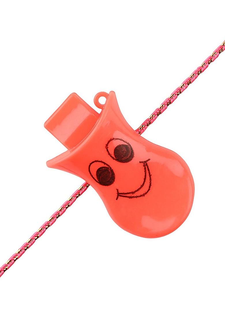 Boys Pink And Black Whistle Beaded Rakhi - Indya