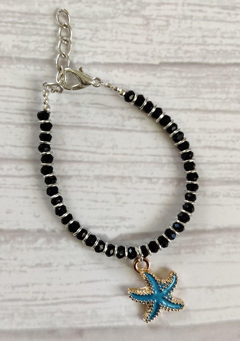 Unisex Blue Nazaria Rakhi Combo With Greeting Card And Roli Chawal Shagun