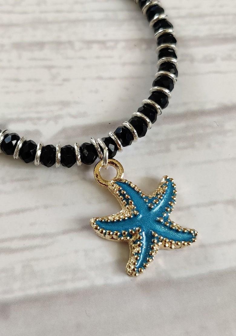 Unisex Blue Nazaria Rakhi Combo With Greeting Card And Roli Chawal Shagun