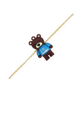 Boys Goldplated Brown And Blue Teddy Bear Rakhi
