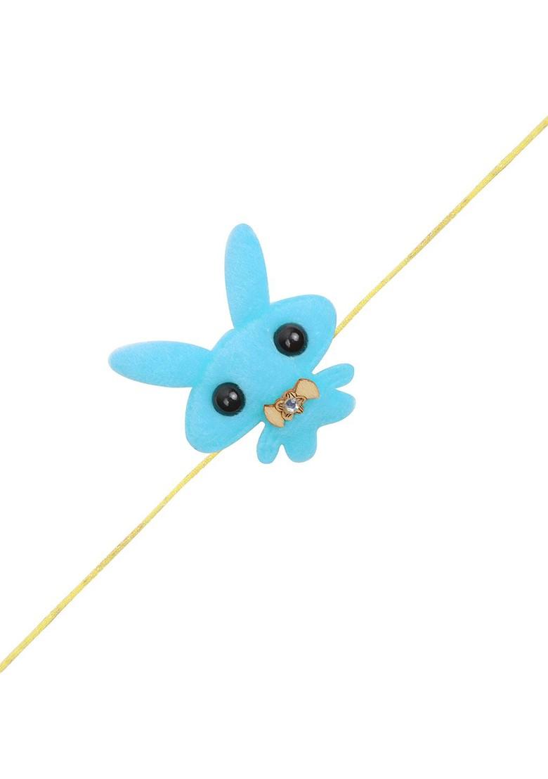 Boys Blue Cartoon Designed And Yellow Threaded Rakhi - Indya