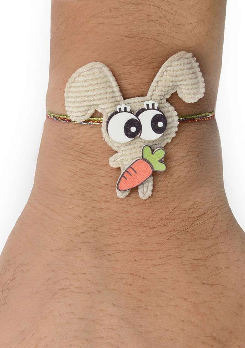 Boys Goldplated Grey Bunny Rakhi - Indya